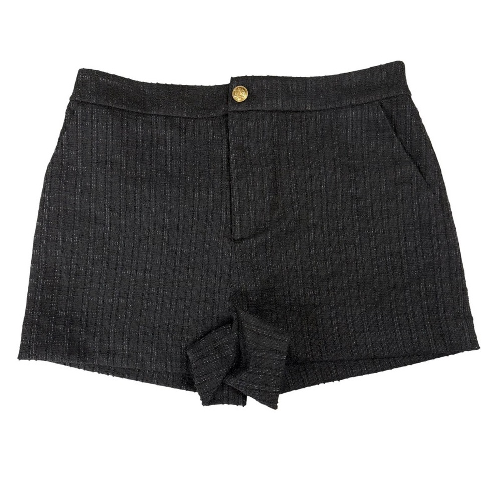 Alice + Olivia Ken Black Tweed High Waist Shorts